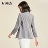 Donne Ufficio Vimly a righe giacca sportiva vestito casual per le donne Feminino Primavera Autunno elegante Outwear Work Business Style Grigio Rosa