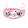 Sensibilisation au cancer du sein ruban rose bracelets à breloques pour les femmes marchant la guérison bracelet en cuir bracelet mode croire espoir foi bijoux