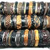 wholesale 100pcs/lot Cuff Leather Bracelets Handmade Genuine Leather fashion bracelet bangles for Men Women Jewelry mix colors brand new