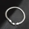 5mm Men's Bracelets 925 Sterling Silver Plated Flat Chain Designs Fashion Jewelry for Women Birthday Festival Party Christmas Gifts 20cm
