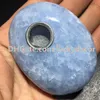 Cachimbo de pedra caída azul celestite, 2 peças, irregular, polido, natural, celestite, cristal de quartzo, pedra preciosa, bolso de palma, cachimbo de tabaco