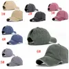 Washed Ponytail Cap Solid Color Baseball Cap Summer Breathable College Style Hair Hole Hats travel Sun caps