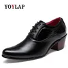 Chaussures formelles hommes chaussures habillées en cuir homme d'affaires Derby Oxford chaussure bout pointu talons hauts noir luxe mariage hommes bureau homme