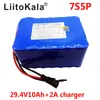 Batería LiitoKala 18650 24v 10ah 7S5P 15A BMS 250w 29.4V 10000mAh fuente de alimentación + cargador 2A