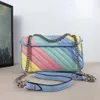 fashion Luxury Rainbow colors designer bag woman Marmont Shoulder Bags size 10x6x3 In model 443497276I