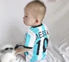 Bebê futebol jerseys romper crianças meias meninas meninos roupas de algodão jumpsuits infantil macacão crianças criança boutique 0-3 bb051