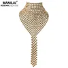 Manilai Fashion Metal Chokers Jewelry Neck Bib Collar Torques Long Chain Tassels Statement Necklaces Pendants Women Gift J190625