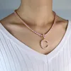 Collane con ciondolo 2021 Hip Hop Uomo Donna Rosa Cz Gioielli Ghiacciato Cubic Zirconia 5mm Catena da tennis Collana con ciondolo alfabeto