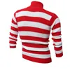 Heren Sweaters Winter Fashion Stripe Print Design Grote Size Turtleneck Trui Lange Mouw Contrast Casual