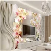 Personnalisée photo de taille fond d'écran moderne pour le salon fleur d'orchidée de soie Fonds d'écran 3D mur de fond TV