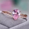 2021 Tisonliz 여성을위한 Tisonliz Dainty Ring Stone 기하학적 인 워터 드롭 크리스탈 링 여성 신부 약혼 결혼식 손가락 쥬얼리 anillos