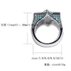 Cubic Zirconia Hexagonal Star Finger Band Ring Pentagram Real White Gold Dark Green Iced Out Color Preserve Bling Diamond Rapper Rings Hip Hop Rapper Jewelry Gifts