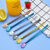 The latest 190MM size stainless steel straw spoon, 304 material creative filter coffee stirring, a variety of color options, support for custom logo