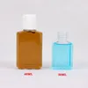 wholesale 30ml hand sanitizer PET plastic bottle with flip top cap square bottles for cosmetics Essence