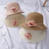 casquillo del sombrero del cubo niñas Beach Sun elegante flor del verano de Sunhat del sombrero de paja de las mujeres de Lady Iglesia Sombrero Bone Chapéu