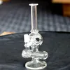 Totenkopf-Glasbong, Wasserpfeifen, Dab-Rig, Wasserpfeifen, 20,3 cm, hohe Schüssel, Quarz-Banger, Waben-Perc, rosa Bongs, berauschende Mini-Rohre, Wachs-Öl-Rigs, kleiner Bubbler