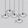 Lampadario moderno per interni Lampada Pandent Pesce semplice Animale E27 AC220V Sfera Soggiorno nero Ristorante Bar caffetteria Art Deco Home