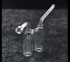 new Mini Glass Oil Burner Bong Double Bottle Percolator Water Beaker Bong Smoking Oil Rigs Portable Hand Dab Rig with Downstem Oil Nail Pipe