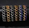 High quality 15mm Strip Cuban Chain Miami Hip-Hop Bracelet Imitated with Golden Diamond Hip hop for Men Jewelry rock Bracelet gift