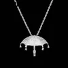 18k Gold Plated Umbrella Pendant Necklace Iced Out Cubic Zircon Mens Hip Hop Bling Jewelry Gift