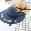 رسالة شخصية تطريز مرحبا أشعة الشمس قبعة الشاطئ قبعة الصيف القش للنساء قبعة شهر عسل مرنة بحري