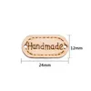 500pcs Wood Buttons 24mm * 12mm Oval Badge "Handgjorda" Apparel Tillbehör Craft Scrapbooking