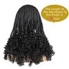 20 -Zoll -Natual Black Micro Blighiding Hair Perücken mit lockigem Ende synthetischer Spitzen -Vorderperücke mit Baby Haar halb geflochten
