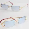 Металлические маленькие квадратные солнцезащитные очки без оправы для мужчин и женщин с украшением, очки унисекс для лета, путешествий на открытом воздухе, в золотой оправе, размер 52-18-140230S