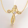 Cross Pendant Inlagda Zircon 18K Gul Guld Fylld Klassisk Kvinnor Hängsmycke Halsband Kedja Charm Smycken Present