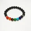 Lelx 1 Pc Novo 7 Chakra Pulseira Homens Preto Lava Cura Balanço Beads Reiki Buddha Praia Pedra Natural Pulseira de Ioga Para As Mulheres