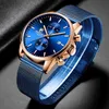 Män tittar på nytt Cheetah Top Brand rostfritt stål Vattentäta kronografklockor Mens Business Blue Quartz Wristwatch Reloj Hombre283L