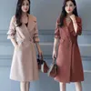 Женское длинное пальто из смеси шерсти и полиэстера, женская одежда в корейском стиле, универсальная одежда красного цвета, верблюжьего цвета, фиолетовая верхняя одежда, женское пальто с длинными рукавами