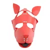 PU Läder Hood Mask HeadGear Dog Bondage slav i vuxna spel för par # R43