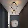 Creative Glass Bubble Ceiling Lamp Minimalist Iron Ring Hotel Restaurant Bar Lobby Aisle Balcony Bedroom Light Luxury Lighting