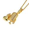 Mode- Microphone diamants pendentif colliers pour hommes musique occidentale collier de luxe véritable plaqué or cuivre zircons chaînes cubaines237D