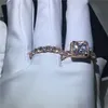Choucong 2018 Anel Vintage 5A Zircão CZ Rose Gold Cheio 925 Anéis de Banda de Noivado de Prata Conjunto para Mulheres Bridal Bijoux