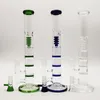 3 Colors Straight Tube Glass Bong Triple Percolator Oil Dab Rigs Birdcage Perc Thick Glass Bongs Water Pipe 18mm Joint With Bowl