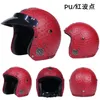 PU LEDER RETRO OPEN FACE MOTORCYCLE -helm halve helm34 helmcapacete om 2 stukken cadeau stip -kwaliteit8940310 te verzenden