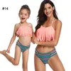 39 styles de mode vente chaude mère fille maillots de bain tenues de bikini maillots de bain plage femmes fille volants fleur ensembles de bikini imprimés à carreaux