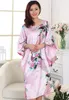민족 의류 얼룩 공작 공작 숙녀 나이트 가운 멍청이 로브 여성을위한 인공 실크 잉글웨어 세트 중국 전통 나이트 드레스 kimono 8
