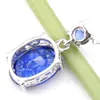 Luckyshine, 12 шт., свадебные украшения, швейцарский синий топаз, овальный драгоценный камень, серебро 925 пробы, ожерелья для женщин, подвески, цепочка NEW224q