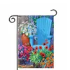 120pcs 믹스 스타일 꽃 프린트 가든 플래그 폴리 에스터 DIY 야드 깃발 하우스 장식 휴대용 배너 플래그