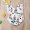 Söt Baby Girls Princess Romper Fashion Flower Printed Lace Ärmlös Spädbarn Jumpsuit Toddler Backless Onesie C5715