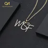 Hippop Aangepaste Naam Iced Out Zirconia Cursief Schrijven Beginletters Hanger Ketting Woorden Zirconia JewelryFor Mannen8251433