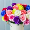 シングルブランチリアルタッチローズシルク造花結婚式の写真小道具の花輪の装飾的なバラの偽の花の枝