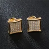 Nuovo arrivo Mens Cubic Zirconia Diamond Earings Moda Uomo Gioielli Hip Hop Rame Gold Filled CZ Orecchini