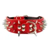 2 Wide Sharp Spiked Studded Leather Dog Collars Pitbull Bulldog Big Dog Collar Justerbar för medelstora stora hundar Boxer S M L 1892