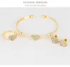 Luxe Crystal Heart Sieraden Set voor Vrouwen Bruiloft Gouden Liefde Vorm Hanger Ketting Stud Oorbellen Ringen Manchet Bangle Armband Mode-sieraden