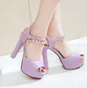 Plus Size 32 33 34 35 tot 40 41 42 43 Dames Designer Sandals Slides Lavender Rhinestone Platform Dikke hoge hak Sandalen