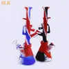 Pipa da fumo in silicone a forma di mitragliatrice Ak47 Dab Straw Oil Rigs beaker bong tubi dell'acqua tubi di vetro infrangibili in silicone portatile bong d'acqua